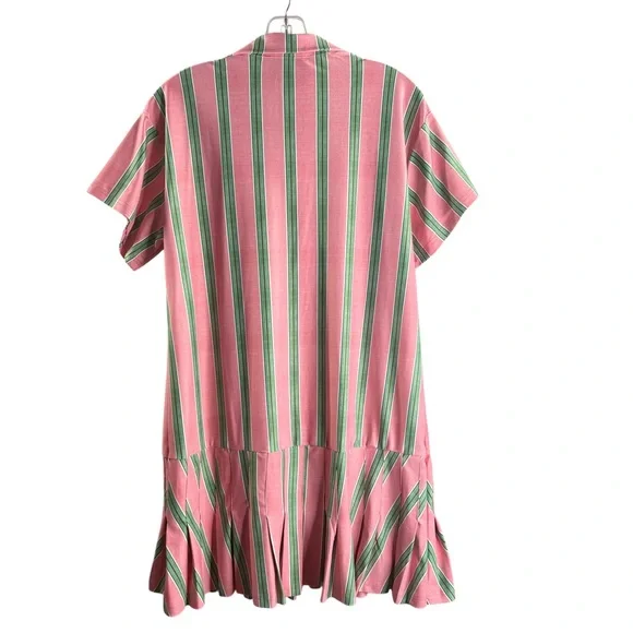 SMITH & QUINN Aspen Dress in Garden Party Stripe Pink Green Shirt Dress NWT $180 - Picture 5 of 6